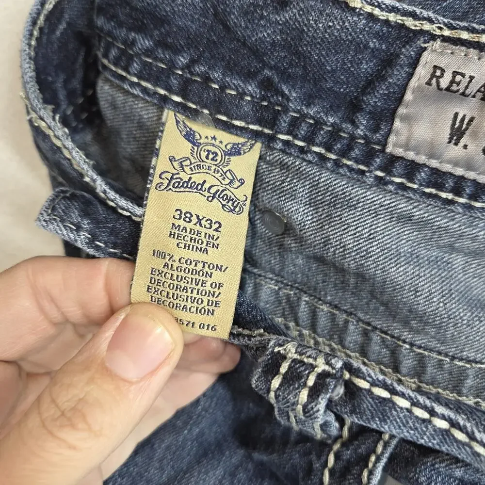 Vtg Faded Glory Mens Relaxed Fit Blue Denim Jeans Size 38x32 Cotton Y2k 2000s